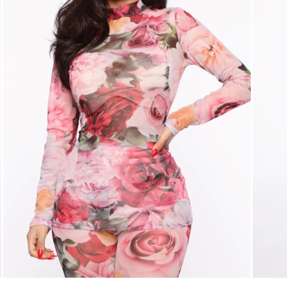 Two Piece Pants Set | Floral Mesh | Fashion Nova - Picture 2 of 2